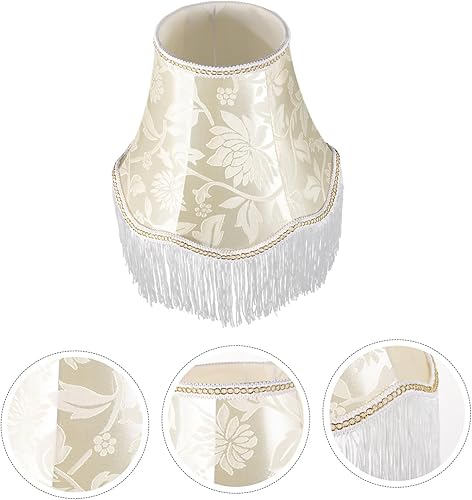 Miniatura 7 de DOITOOL Pantalla de flecos hecha a mano para lámpara de escritorio, cubierta de tela estilo occidental para decoración de habitaciones europeas