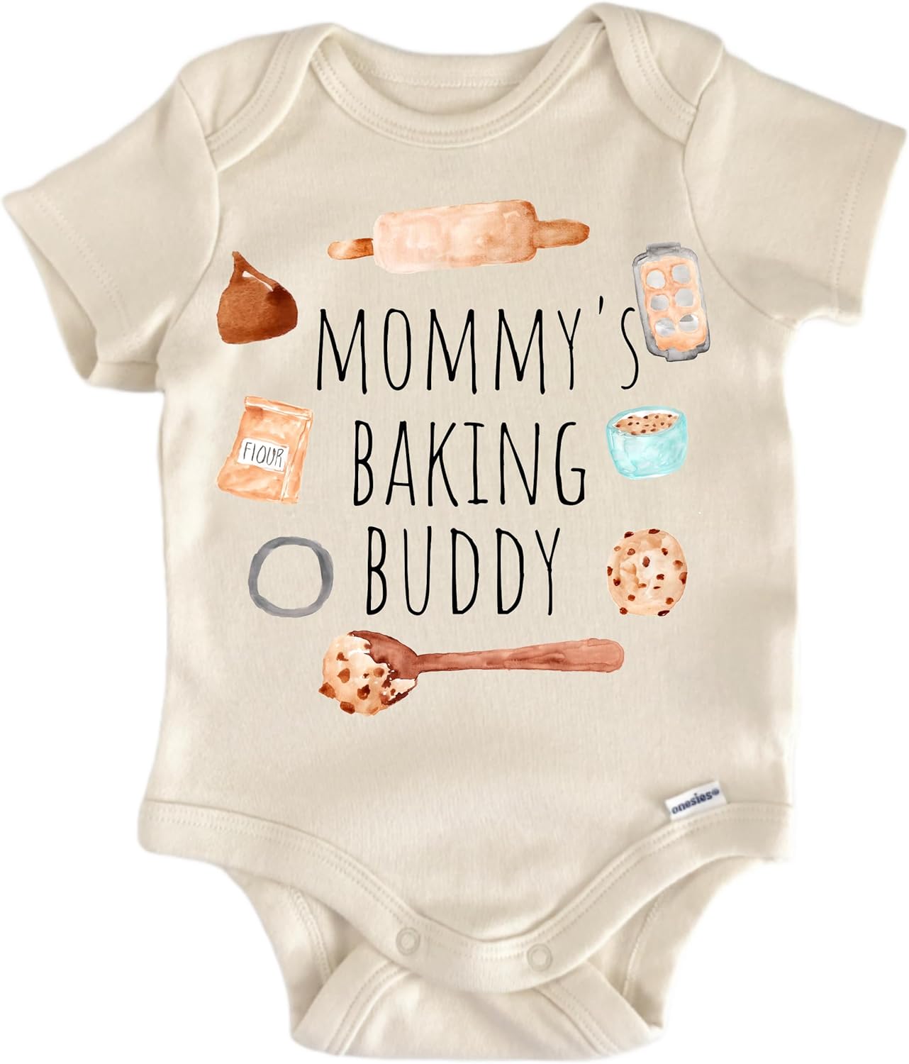 Baking Cookies Food Baby Bodysuit – Funny Infant Outfit, Unisex Cotton Baby Clothes, Short Sleeve Newborn Bodysuit