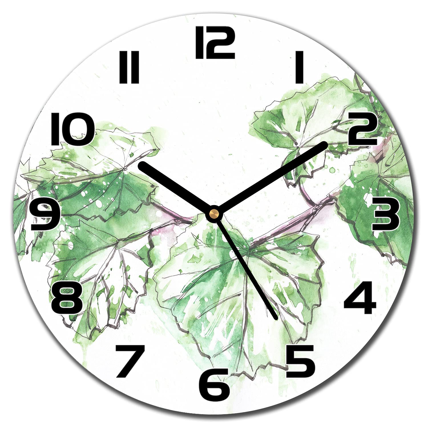 Horloge Murale Verre 30 cm Cuisine Salon Impression Moderne Aiguilles Noires Motif Vin