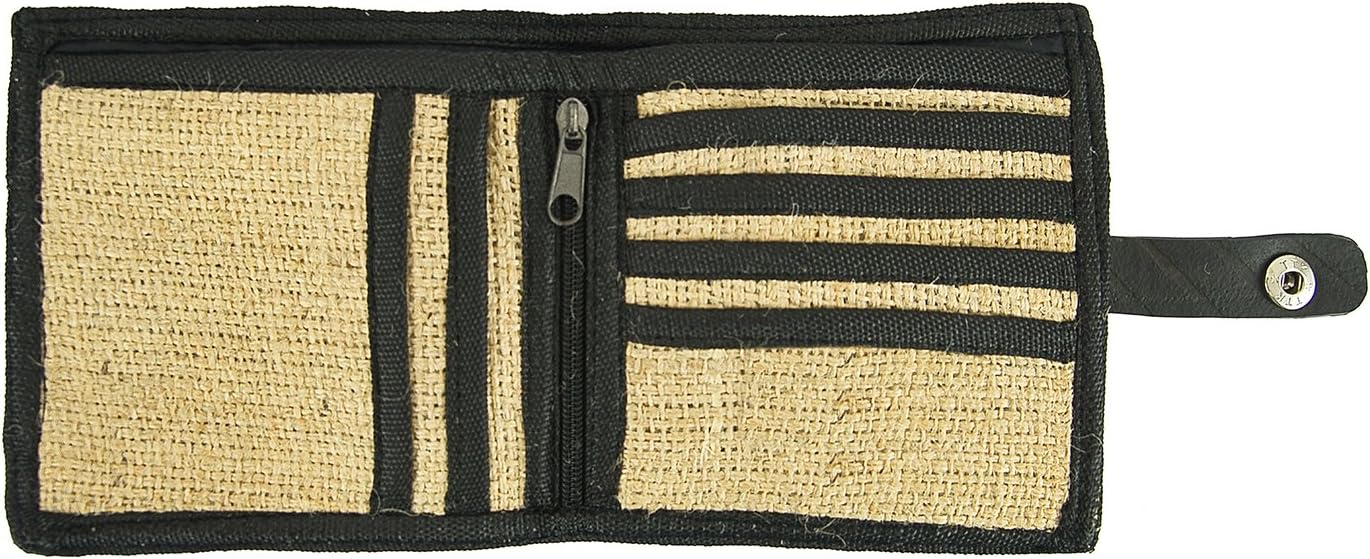 GreenEarthCo Men’s Bi-Fold Wallet, Handmade in Nepal from Natural Jute and Recycled Tyre Tubes