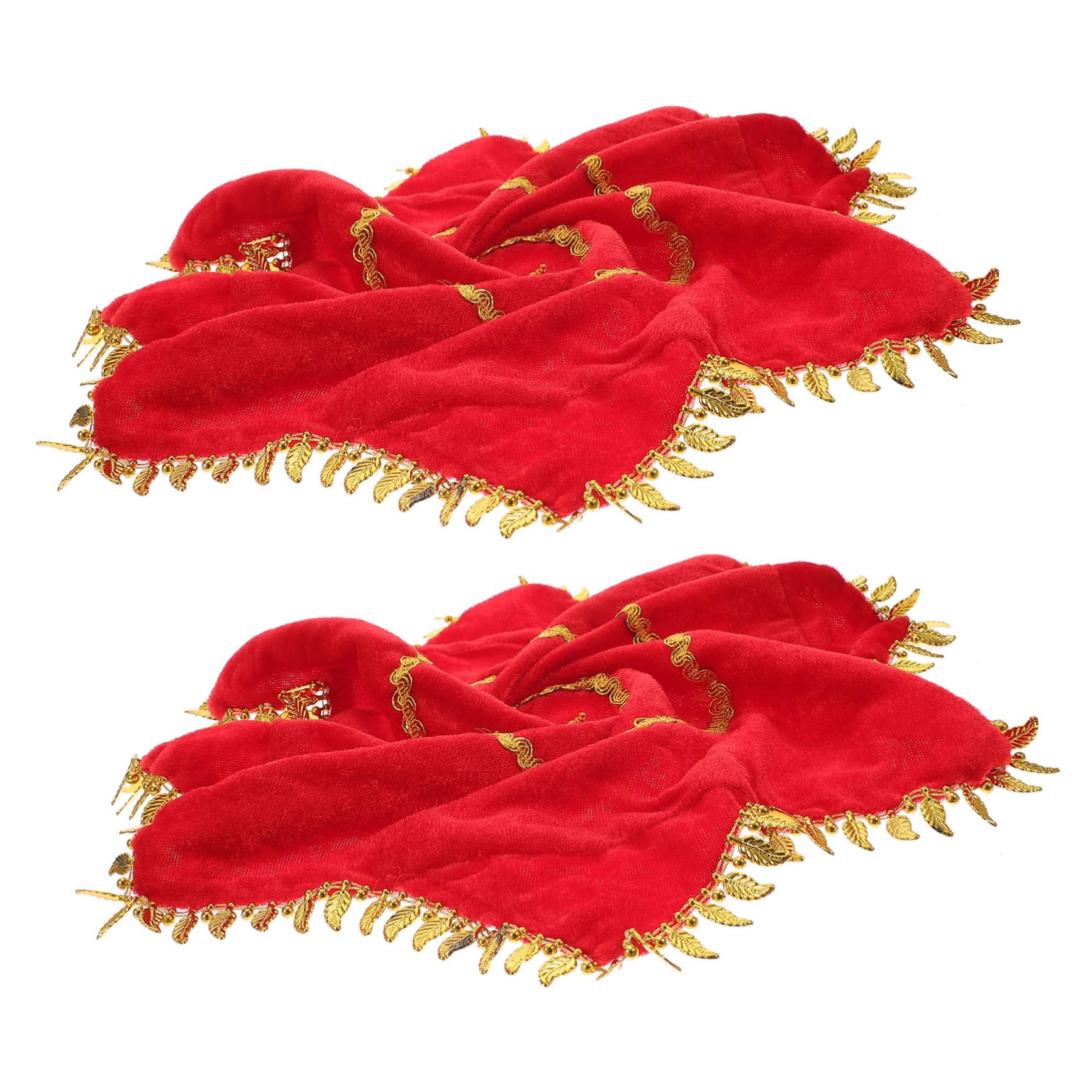 BESPORTBLE 2Pcs Dance Handkerchief Rotating Octagonal Towel Stage Performance Prop for Yangko Dance Masquerade Cosplay and Carnival Durable Cloth Material with Decorative Lace