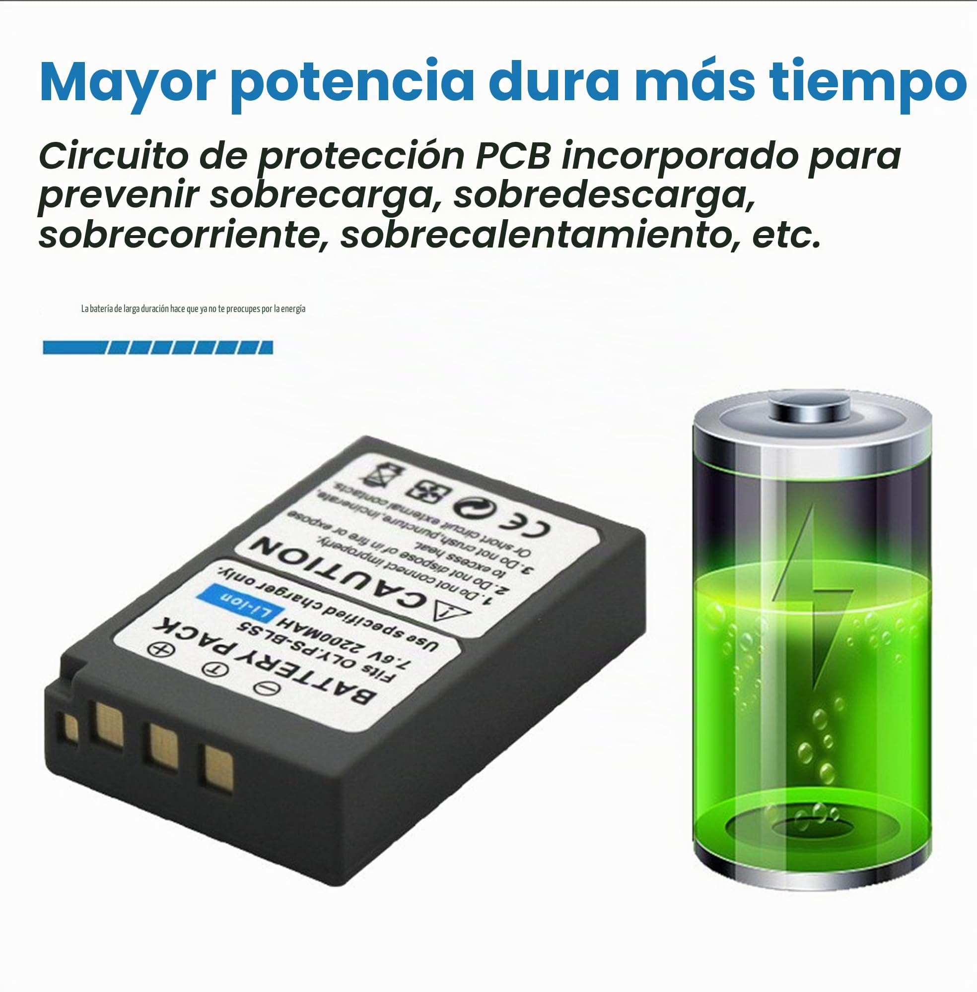 PS-BLS5 BLS50(2200mA) Cargador multifunción Olympus OM-5 OM-D E-M5 III E-M10 E-PL8 E-PL9 E-PL10