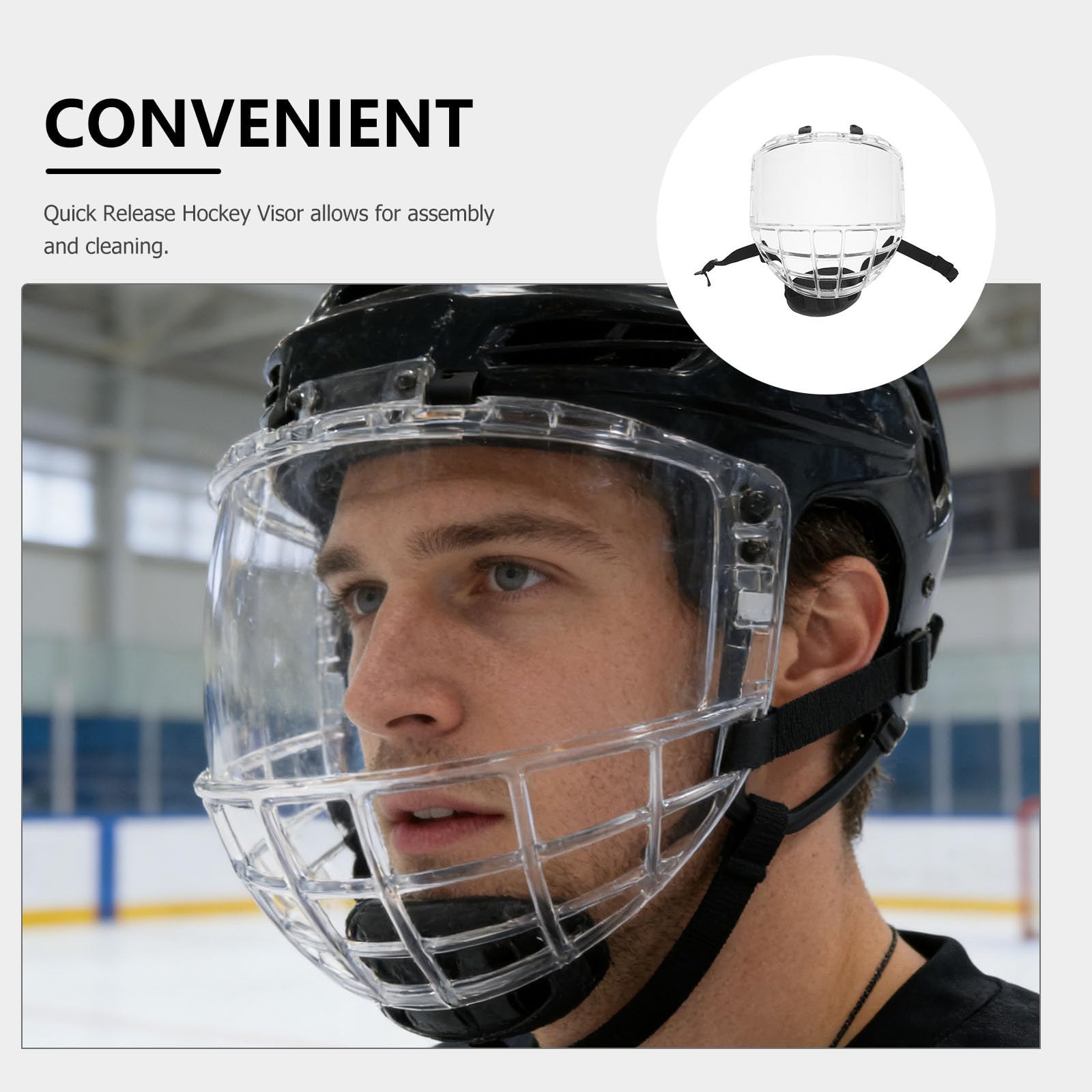 USHOBE Visera Arañazos sobre Casco Hielo Transparente a para de Hockey Diseño Ligero y Fácil de Limpiar, Resistente a Impactos Adulto Juvenil