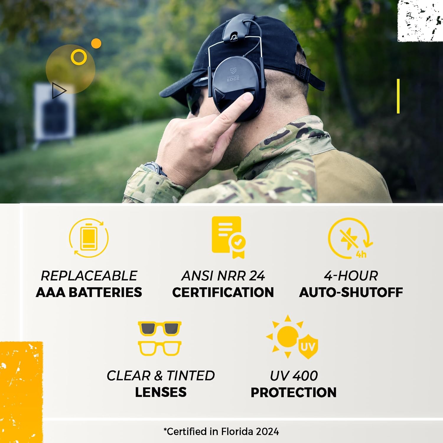 TradeSmart Complete Shooting Eye and Ear Protection: Electronic Earmuffs for Shooting, Range Glasses & Hard Carrying Case - Image 8