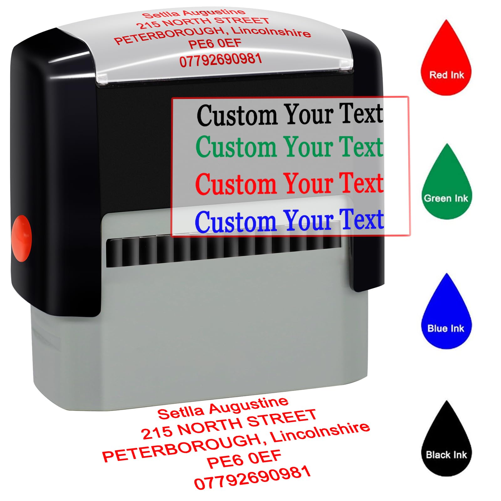 Custom Self-Inking Stamp Up to 5 Lines Personalized Text Stamp for Office, Teacher, Address & Business Customized Label Stamps Choose Font, Ink Color,for Personal & Professional Use