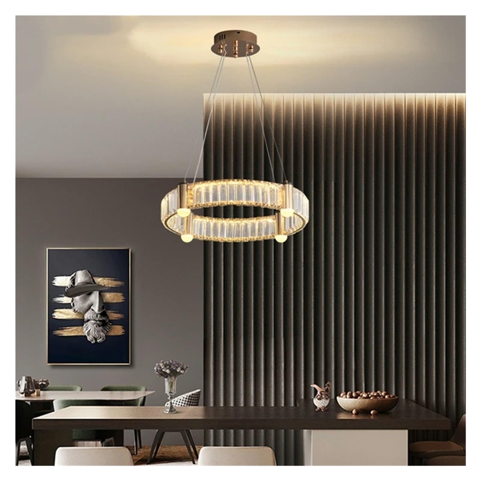SYAXVOM Nordic Crystal Chandelier – Postmodern LED Pendant Light for Living Room Bedroom Villa Stairwell Elegant Indoor Lighting Fixture
