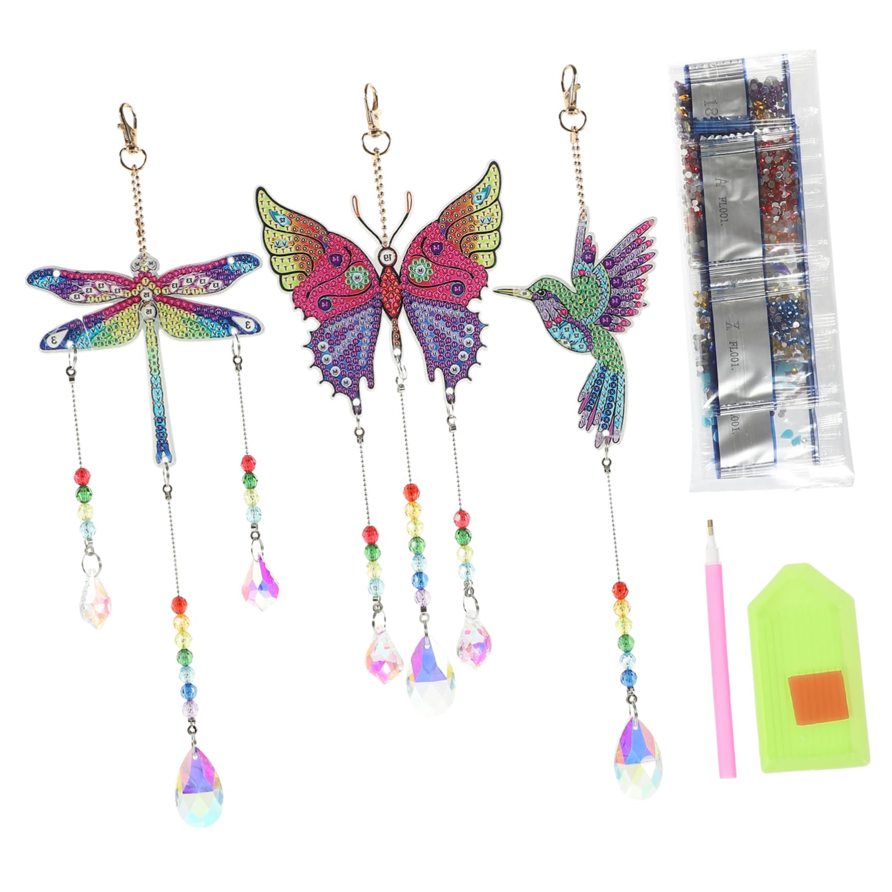 ibasenice 5 Sätze Diamanten DIY Windspiel Set Teiliges Suncatcher mit Schmetterlingen Hängende Dekoration für Fenster Balkon Zimmer Büro Kreative Bastelideen für Zuhause