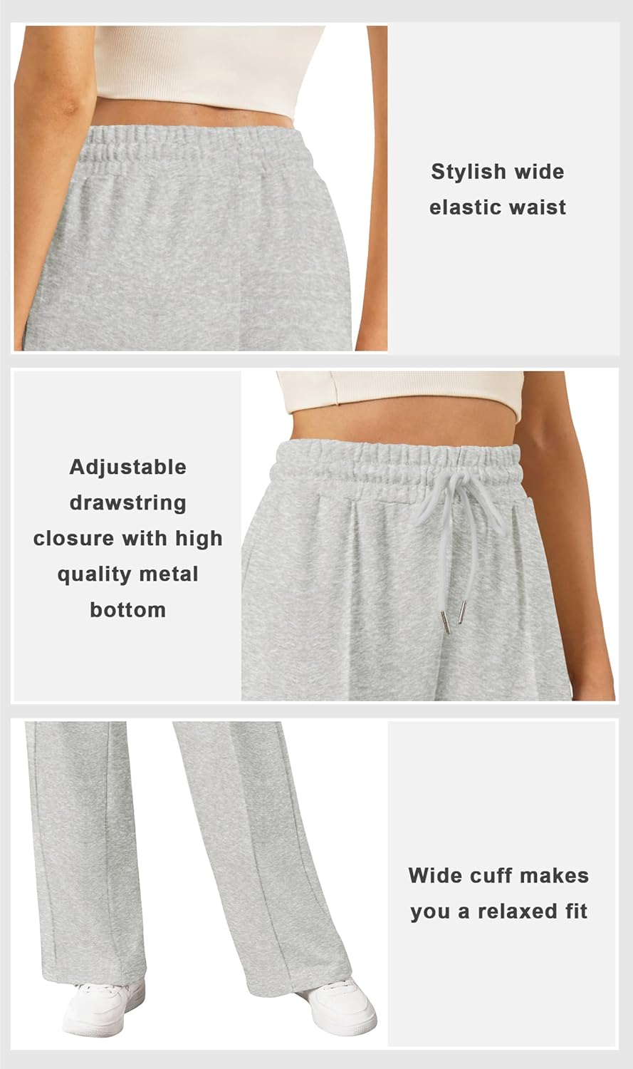 Womens Wide Leg Sweatpants Baggy Loose Comfy Pants Casual Lounge Sweatpants with Drawstring - Image 4