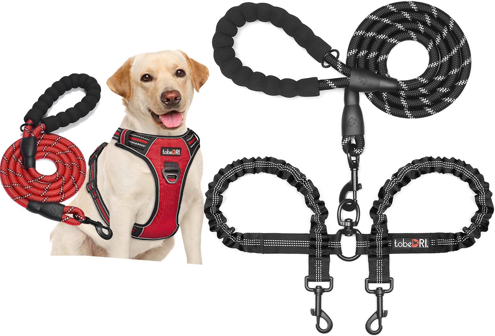 tobeDRIDog Harness and Dog Leash Set + Dual Dog Leash