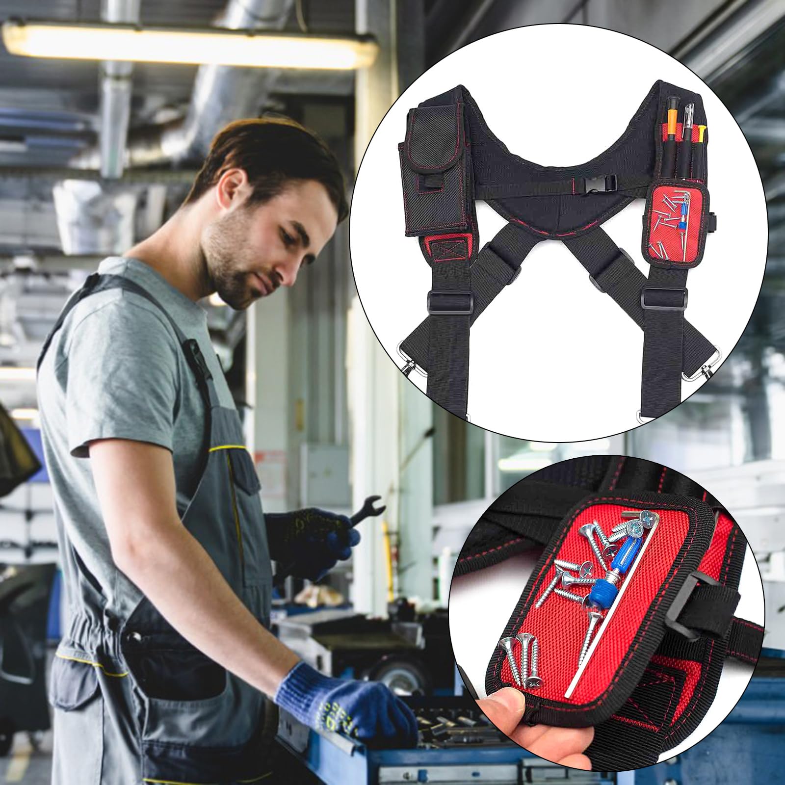 Bretelle magnetiche per cintura porta attrezzi con cinturino