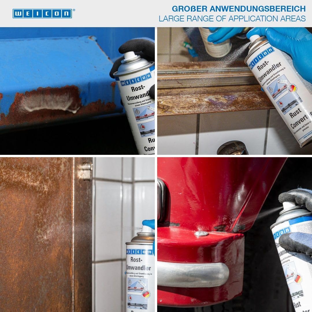 WEICON Odrdzewiacz 400 ml, konwerter rdzy z funkcją podkładu, neutralizuje rdzę i hamuje korozję, zestaw 3 szt.
