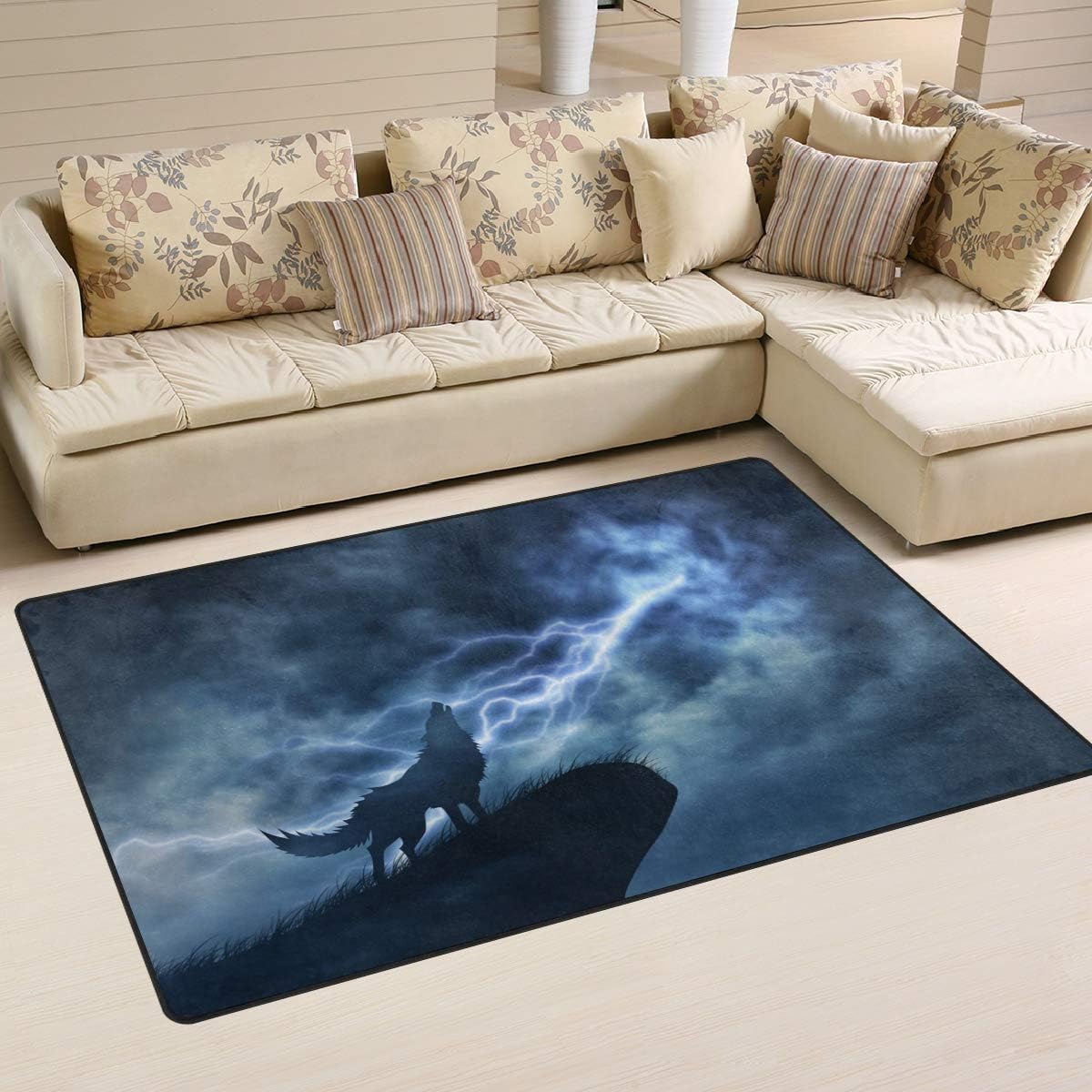 senya Indoor Modern Area Rugs Mats Howling Wolf Living Room Rug Bedroom Floor Mat 31" x 20"