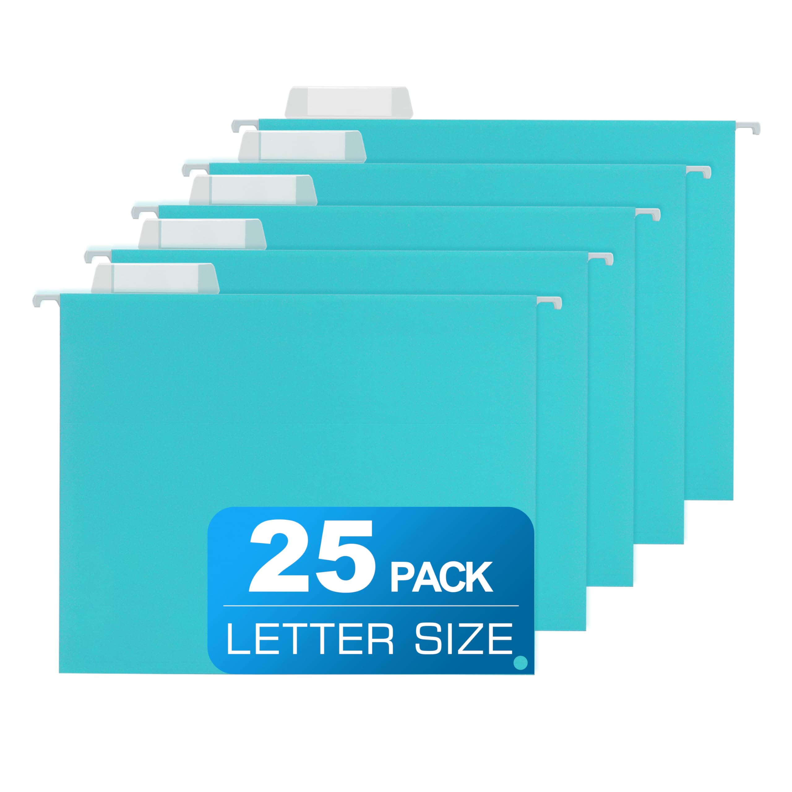 25 Packs Hanging File Folders with 1/5-cut Tab,Letter Size File Folders Egg Blue for Filing Cabinet,Ideal Office,School Classroom Supplies