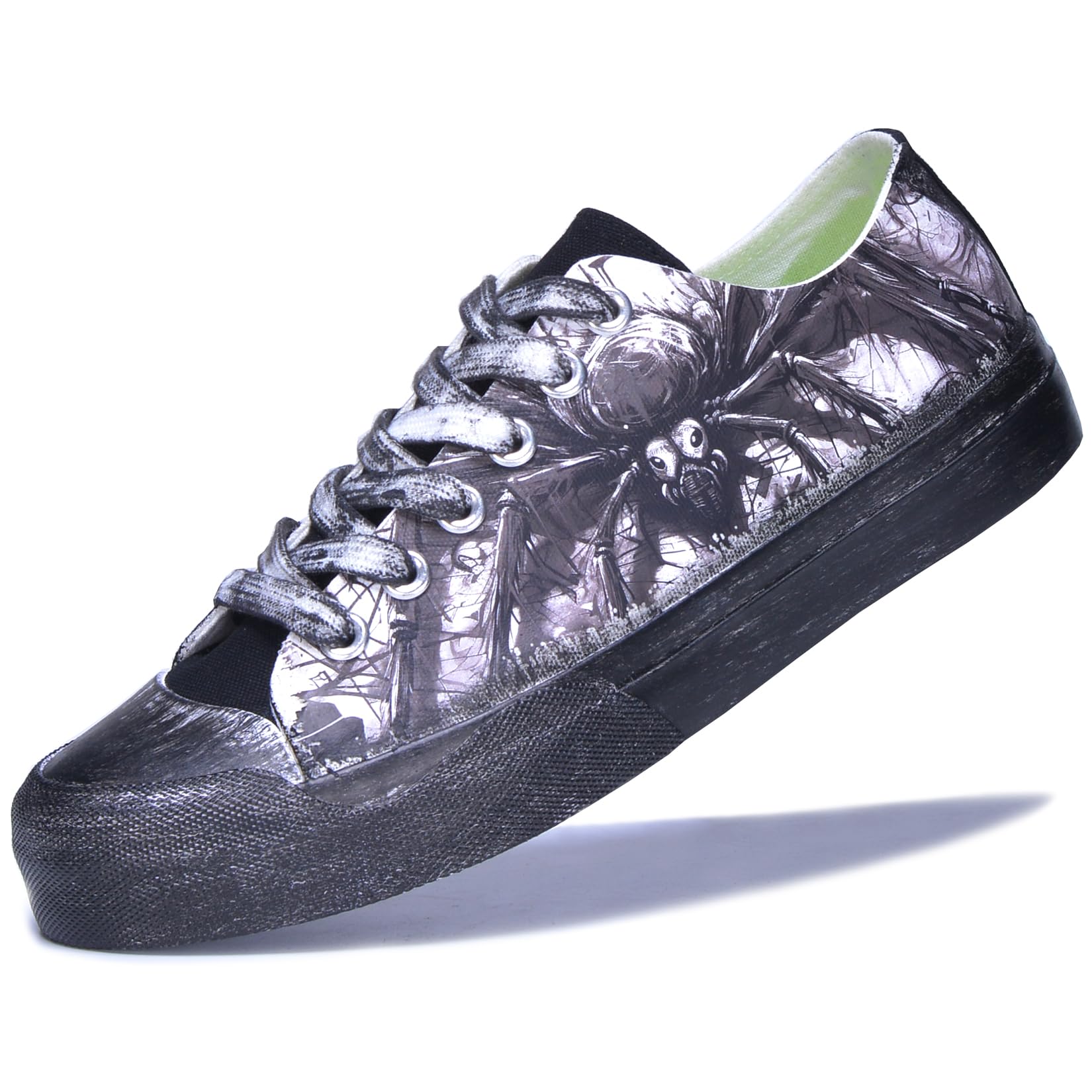 GXZUORUI Unisex Spider Web Canvas Fashion Sneakers Vintage Low Top Casual Shoes for Men & Women Comfortable Walking Streetwear