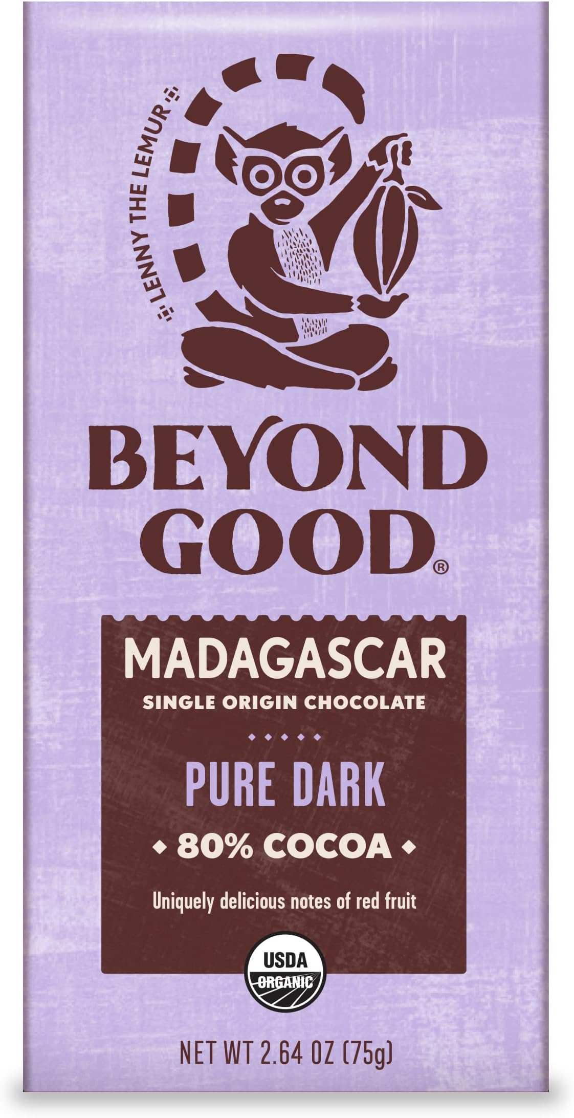 Beyond Good Organic Madagascar 80% Dark Chocolate Bar, 2.64 OZ