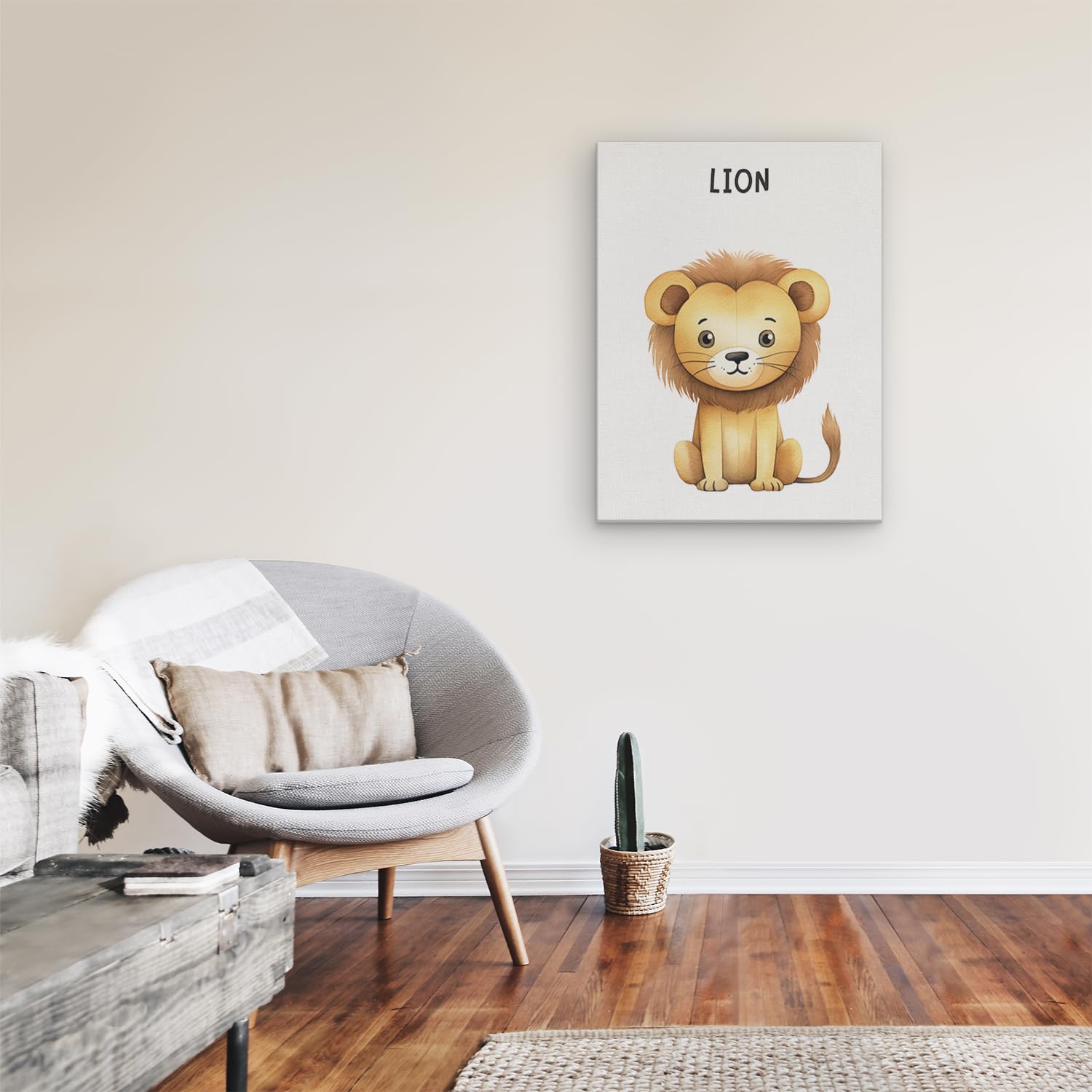 Artaza Tableau Décoration Murale Lion - 60x80 cm - Deco Murale Chambre Enfant - Peinture Animaux Aquarelle - Impression Sur Toile