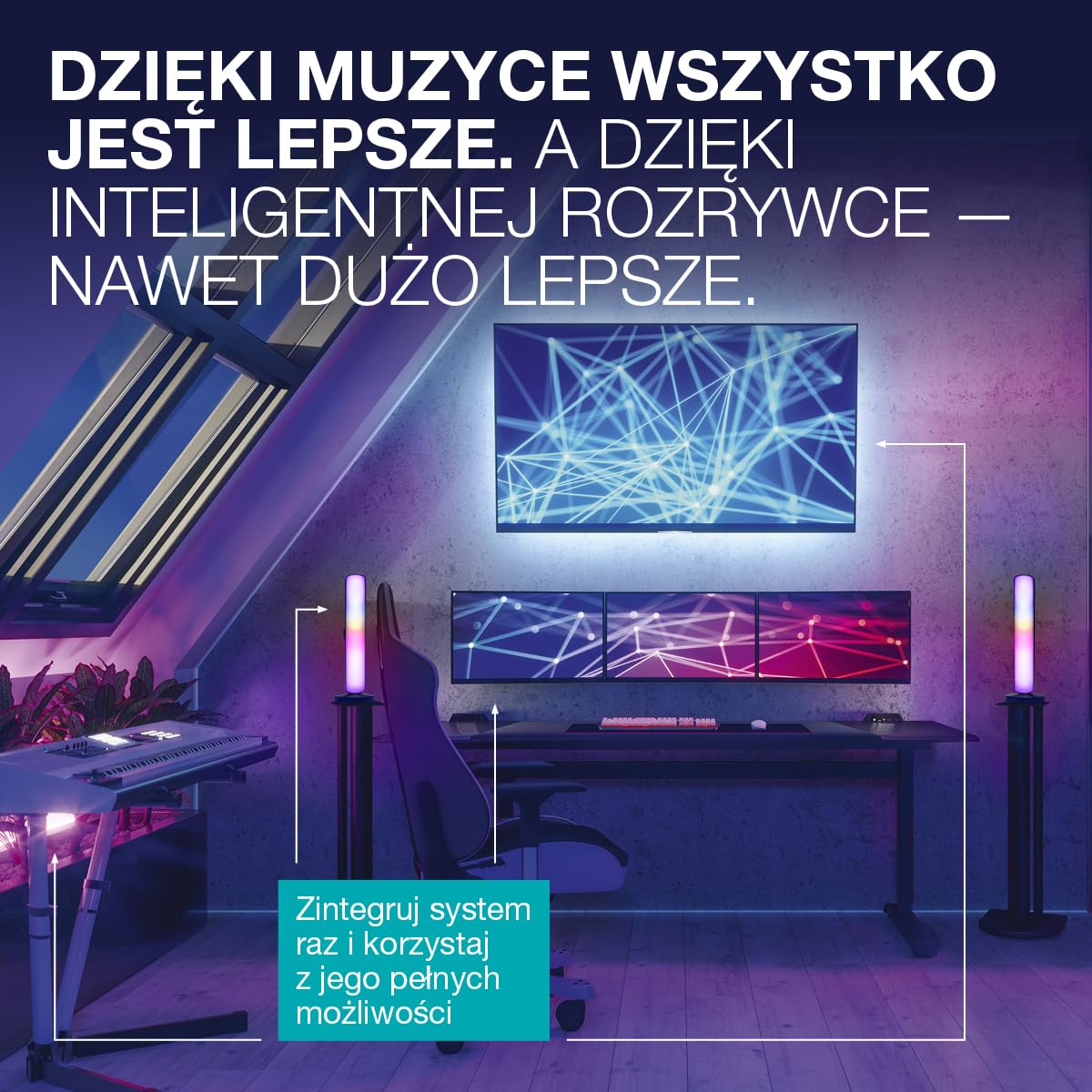 Lampa podłogowa LEDVANCE SMART+ WIFI,mała,czarna,2x 2,5W,2x 480lm,możliwość ściemniania,funkcja DIY & rytm muzyczny,długa żywotność,możliwość sterowania przez aplikację,2700-6500K