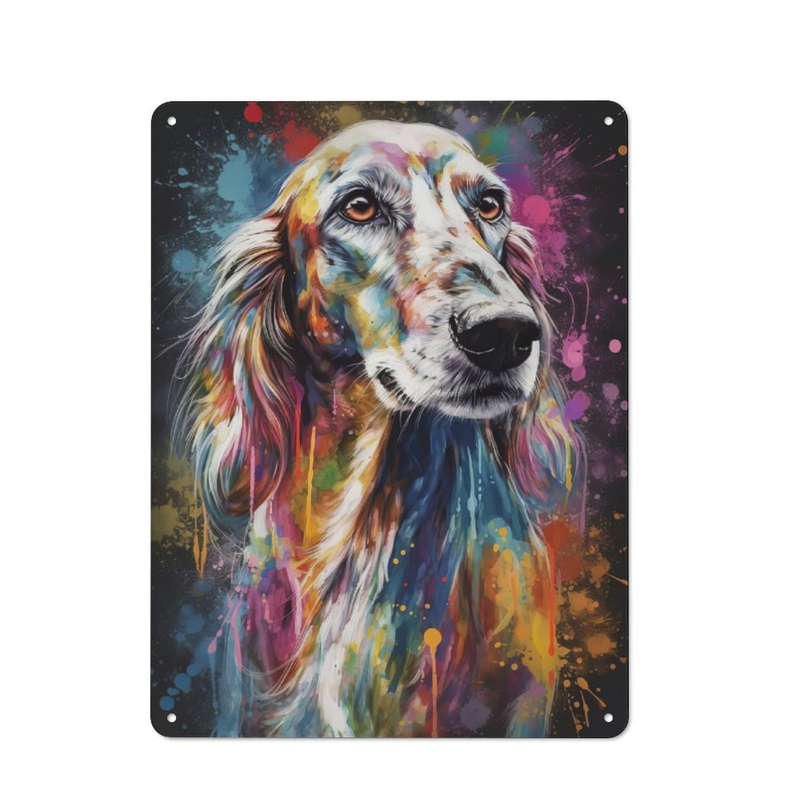 Junmoney Saluki Painting Vintage Tin Sign 40X30cm With For Garage Or Workshop, For Kitchen, Dining Room And Home Bar Wall Decor