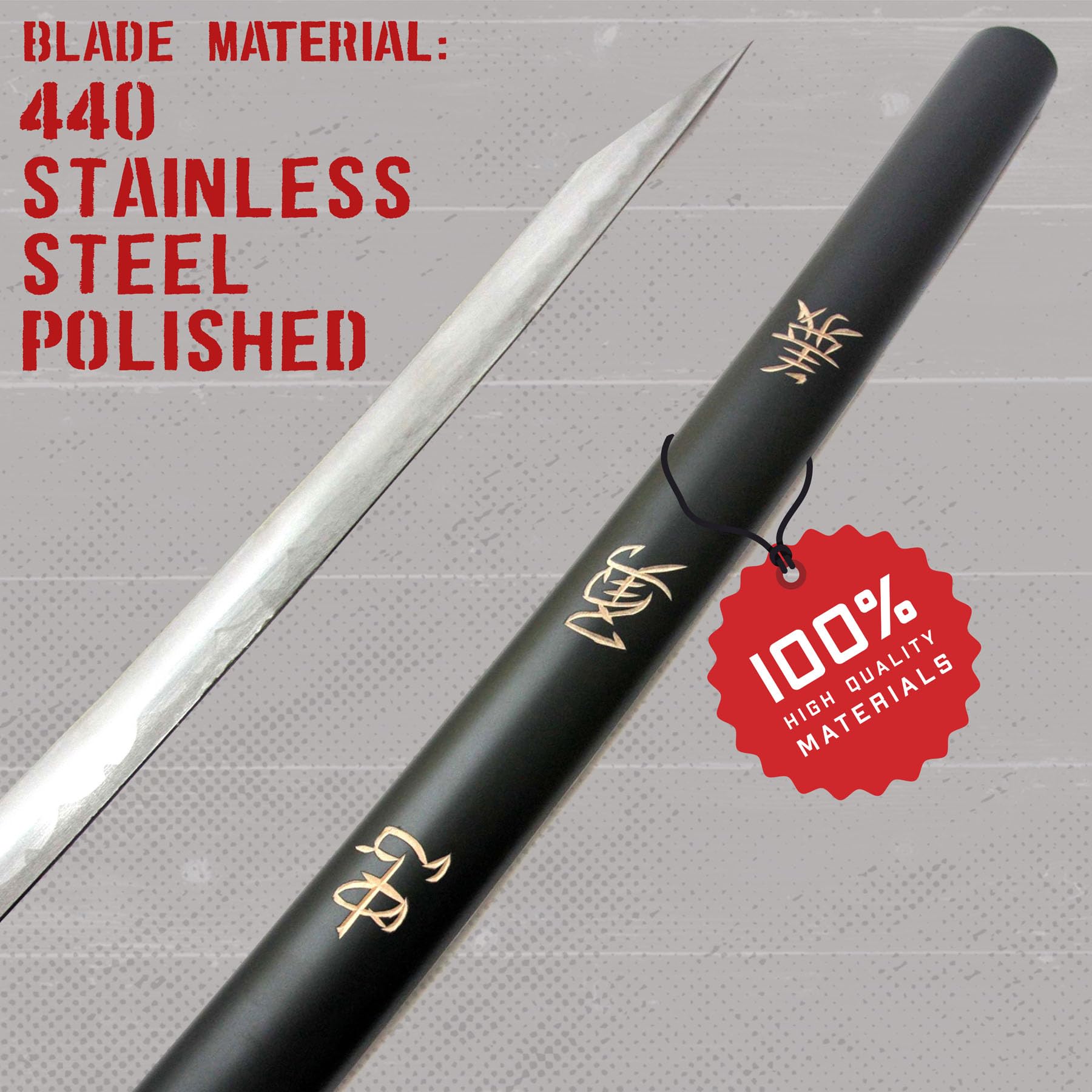 Swords and more Samurai Schwert Set, Samurai 3er Set Samurai Schwerter, Edelstahl, Schwert Metall, Katana Set mit Katana, Wakizashi & Tanto – Katana Schwert, inklusive Schwertständer, als Samurai Deko