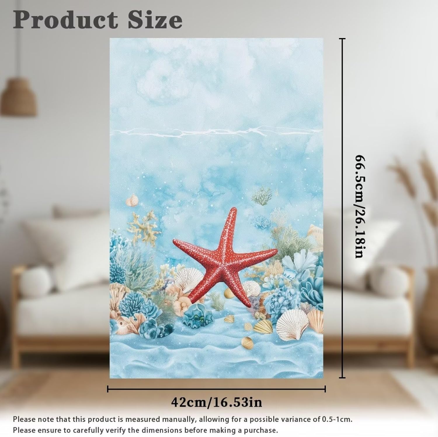 Ocean Starfish Sofa Headrest Covers Washable Recliner Headrest Protector Breathable Couch Back Covers for Home Couch Loveseats Decoration Set of3