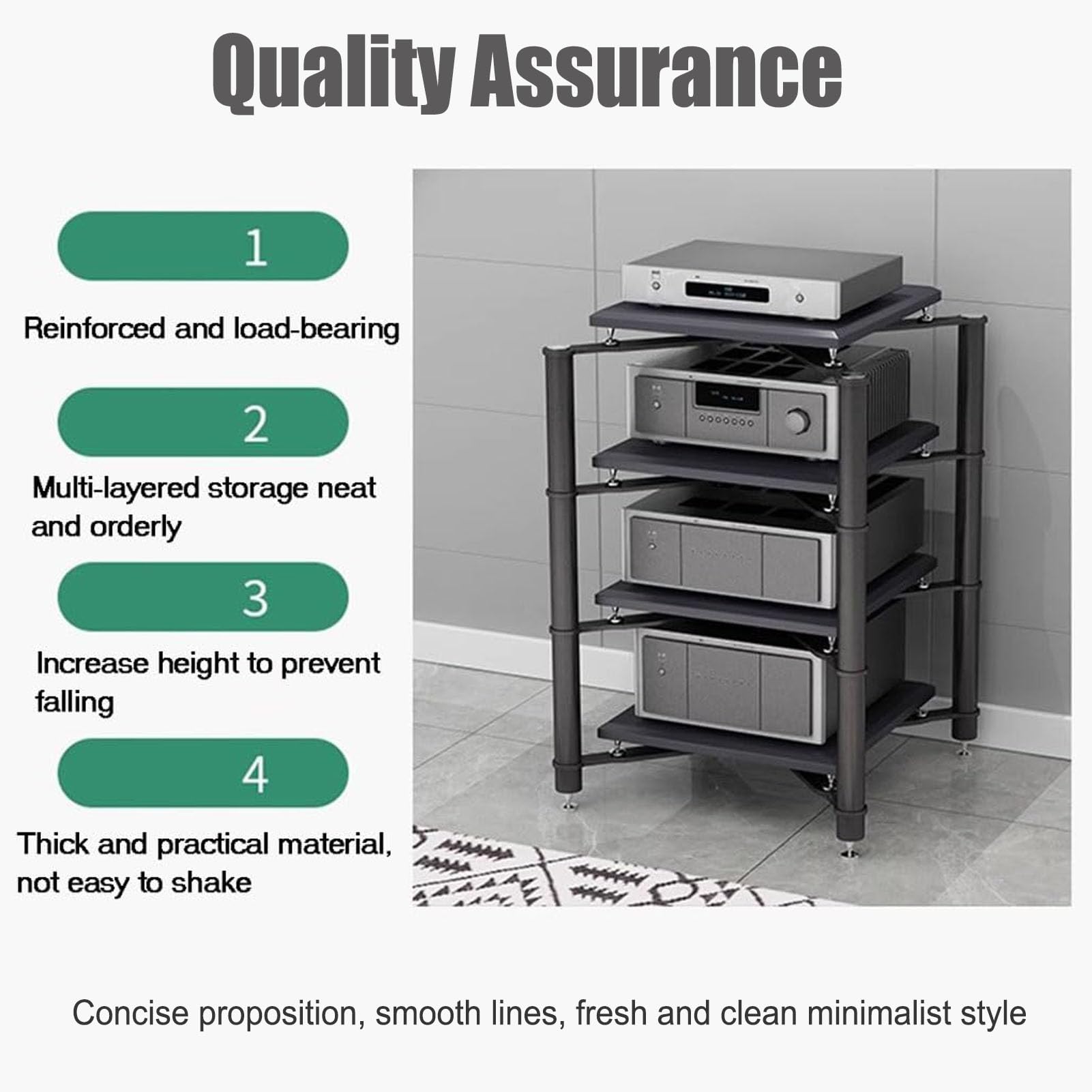 Audio-schrank, Hifi-rack, Av-regal, 1/2-stöckiger Mdf-tv-ständer – Stabiler Plattenspieler-ständer Mit Platz Für Drucker – Multifunktionales Möbel Für Home-entertain(Size:70*70*50cm(2Tier),Color:Weiß)