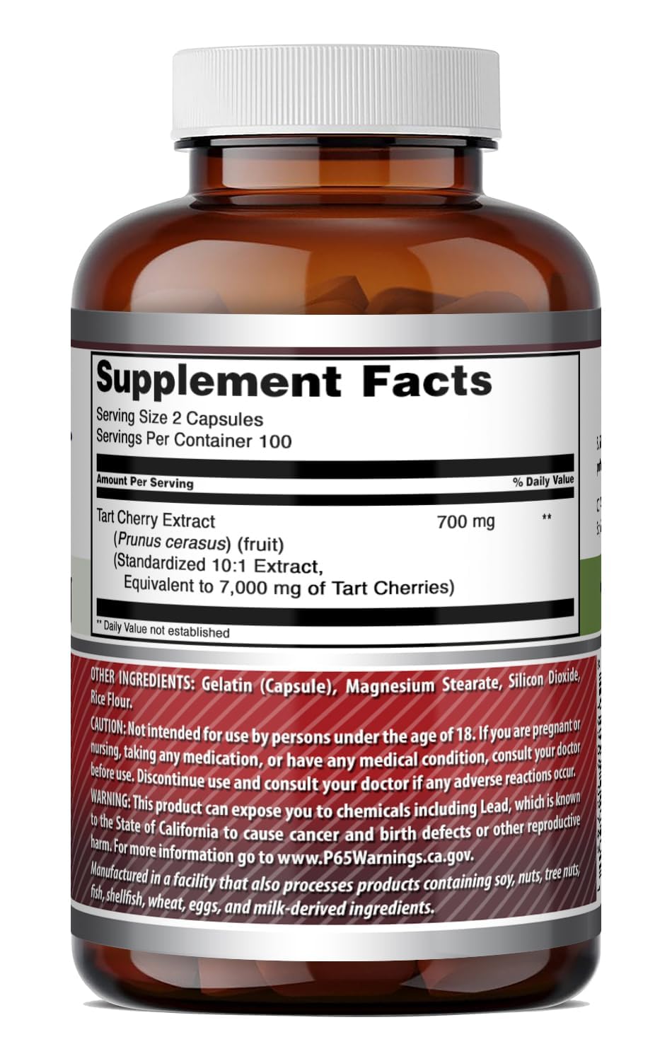 Amazing Formulas Tart Cherry 700 Mg | Standardized 10:1 Extract | 200 Capsules | Gluten-Free | Made in USA — Amazon image 5