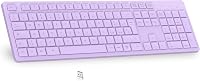 LeadsaiL Vezeték nélküli billentyűzet, teljes méretű QWERTY, ergonomikus USB 2,4 GHz, számpad, PC/Mac/Laptop - Lila 1