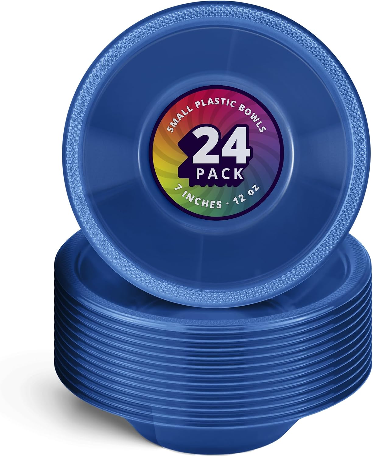 DecorRack 24 Small Plastic Bowls, 7 inch Disposable 12 oz Serving Bowl, Fruit Snack, Popcorn, Soup, and Salad, Kids Birthday and Holiday Party Supplies, Red (Pack of 24)