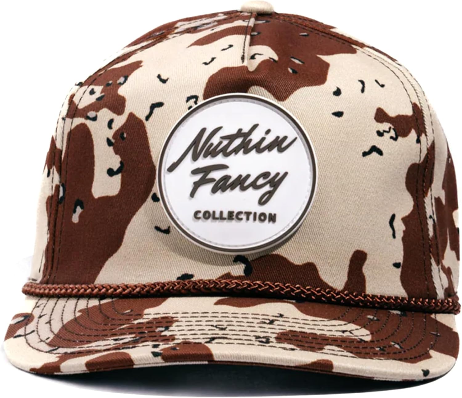 Nuthin Fancy CO Rambler Camo Snapback Hat, 6-Panel with Logo Patch, Pre-Curved Bill and Adjustable Plastic Snap, Desert - Image 2