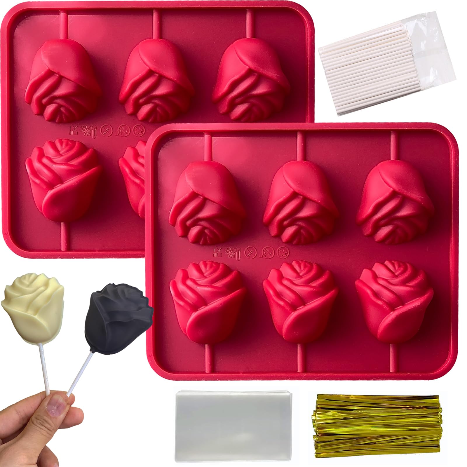 Silicone Lollipop Mold With 20 Sticks: Candy Chocolate Bonbon Tool - View #6