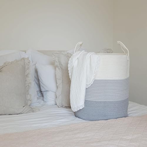 Miniatura 7 de OrganiHaus - Cesta de lavandería para bebé para almacenamiento de cuerda  Cesta de ropa para organizar  Cesta de almacenamiento de cuerda grande