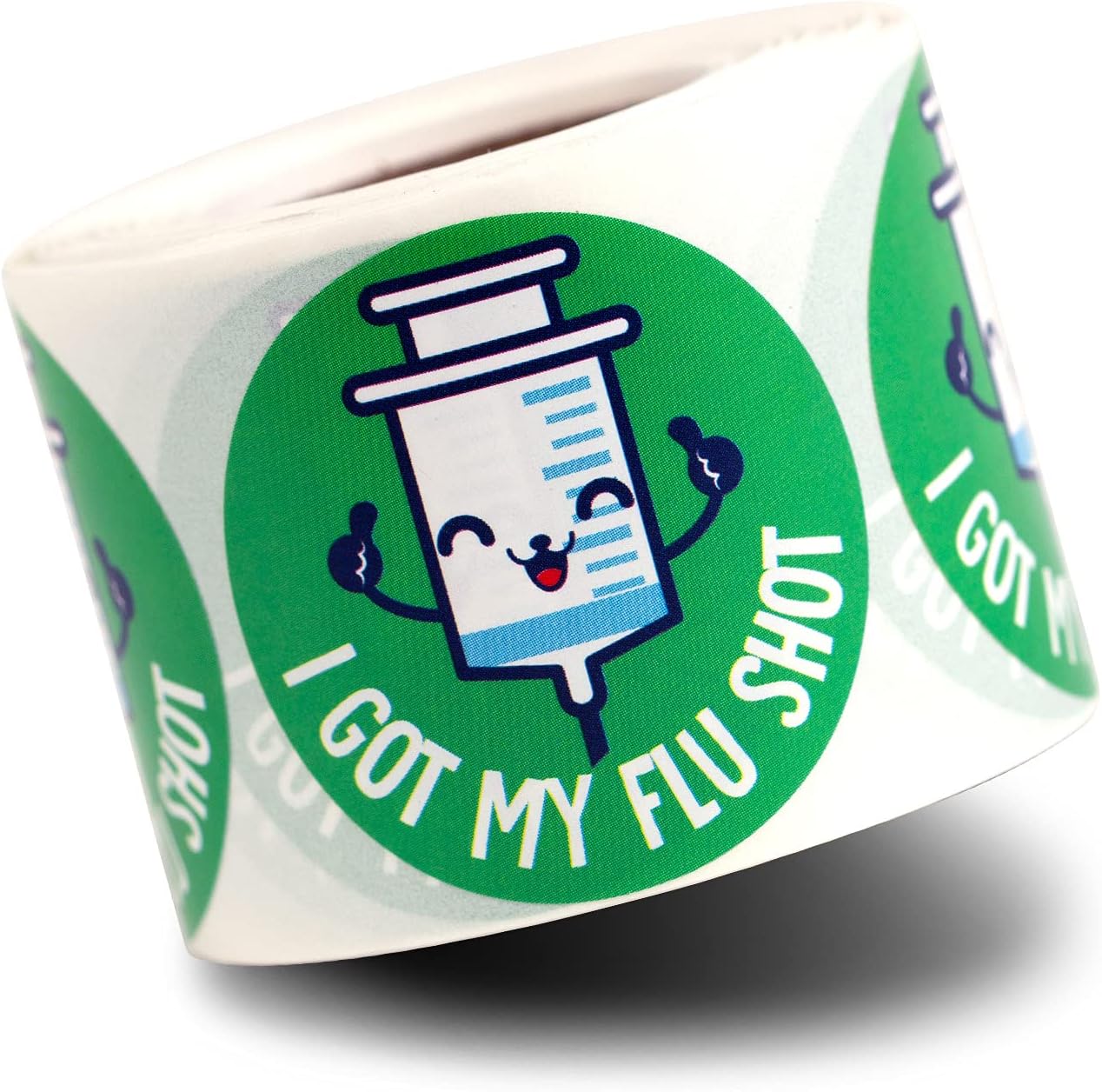 300 I Got My Flu Shot Stickers - 1.5 inch Round Circle Dots Vaccine Immunization Season Stickers - Green - 1 Roll of 300