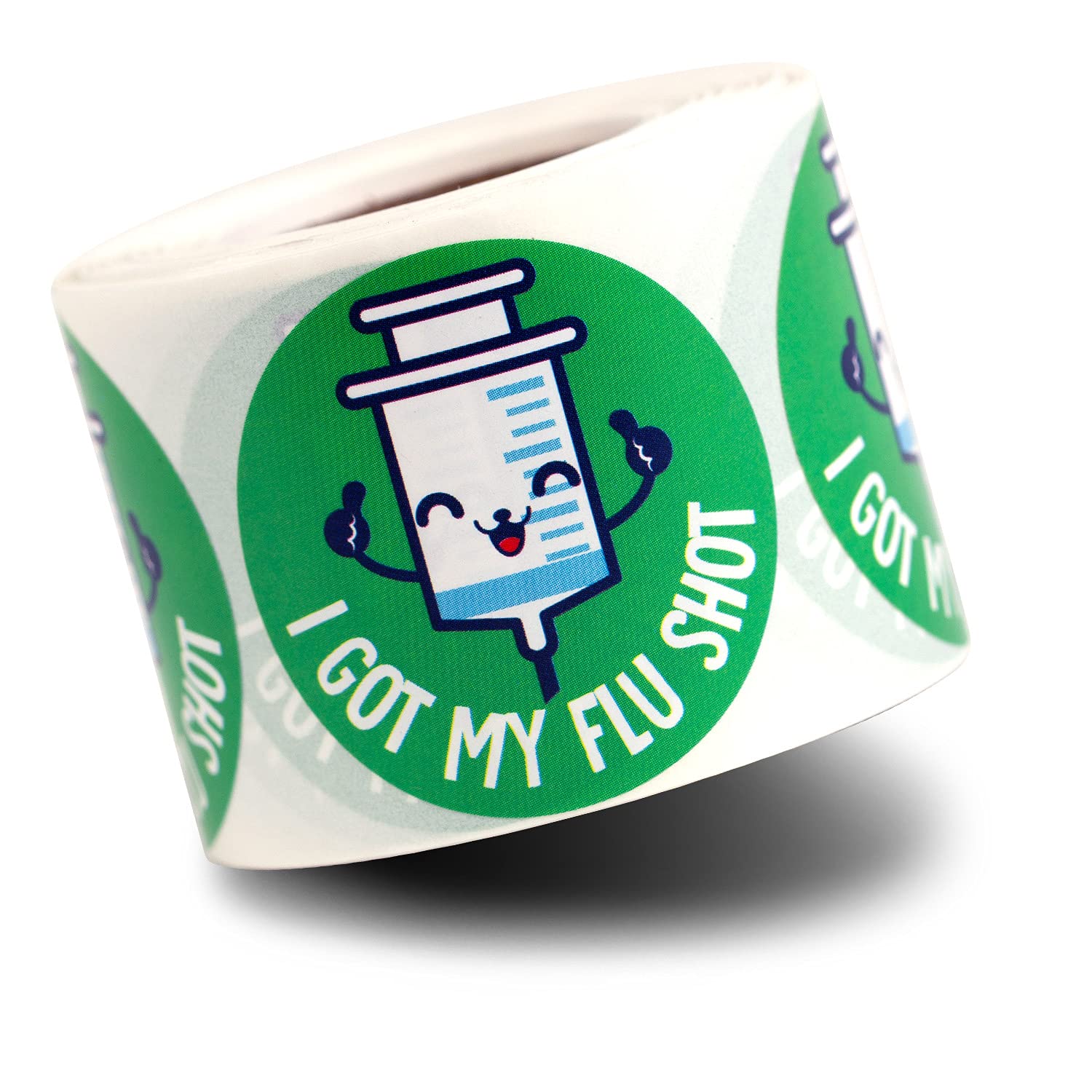 300 I Got My Flu Shot Stickers - 1.5 inch Round Circle Dots Vaccine Immunization Season Stickers - Green - 1 Roll of 300