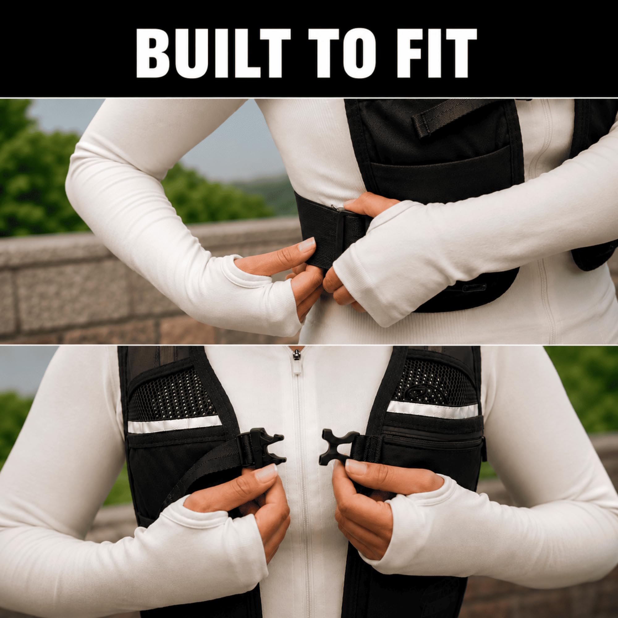 TENTRA Running Phone Holder Vest | Waterproof Phone Pouch | Adjustable Reflective Vest | 8 Pockets, Lightweight Running Hydration Vest | Running Accessories for Men & Women