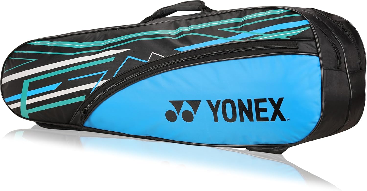 Yonex Stylish Badminton Kit-Bag |Double Zipper Compartment for Storage of 6 Rackets and Clothes|Side Pocket |Back Straps |Accessories Compartment |Made in India