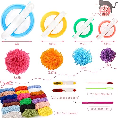 Miniatura 2 de MCPINKY Juego de telares de tejer de 12 piezas, telares redondos para hacer pompones, agujas de gancho, herramientas de ganchillo de acrílico para