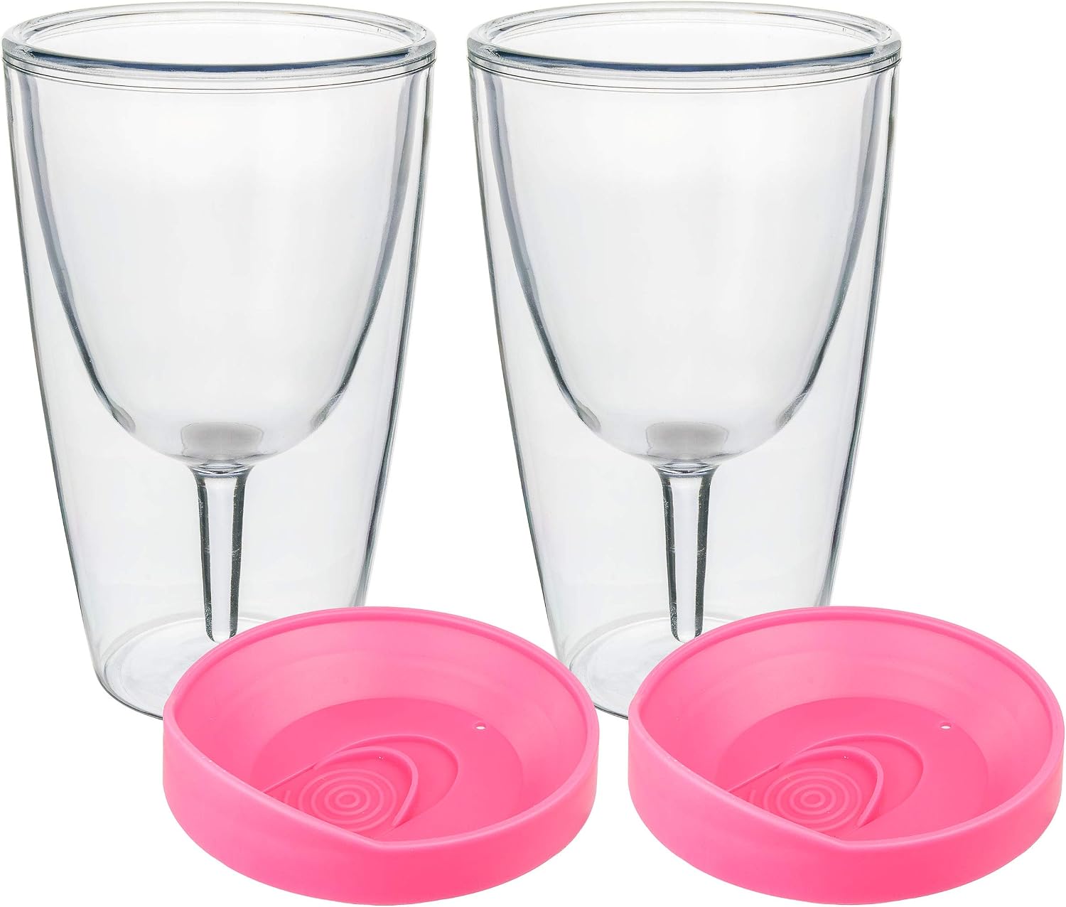 Bеѕt Dеаl Prоduсt Pink Lid Wine Tumbler, 16oz, 2 Pack - Southern Homewares - Insulated Double Wall Acrylic w/See Through Cup