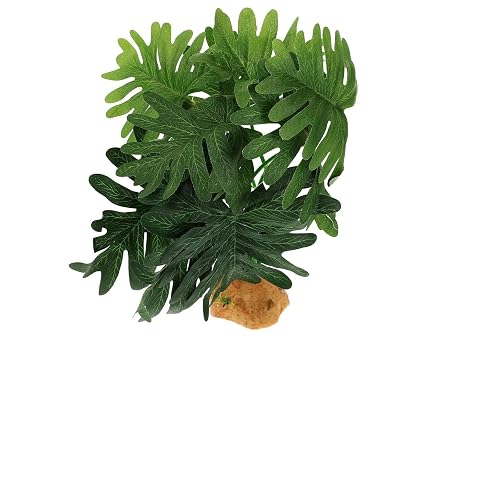 Artificial Reptile Terrarium Plant Green Decor with Heavy Base