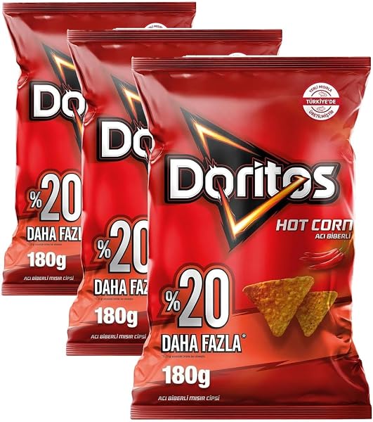 Doritos Hot Corn Acı Biber Parti Boy 180g (3 paketi)