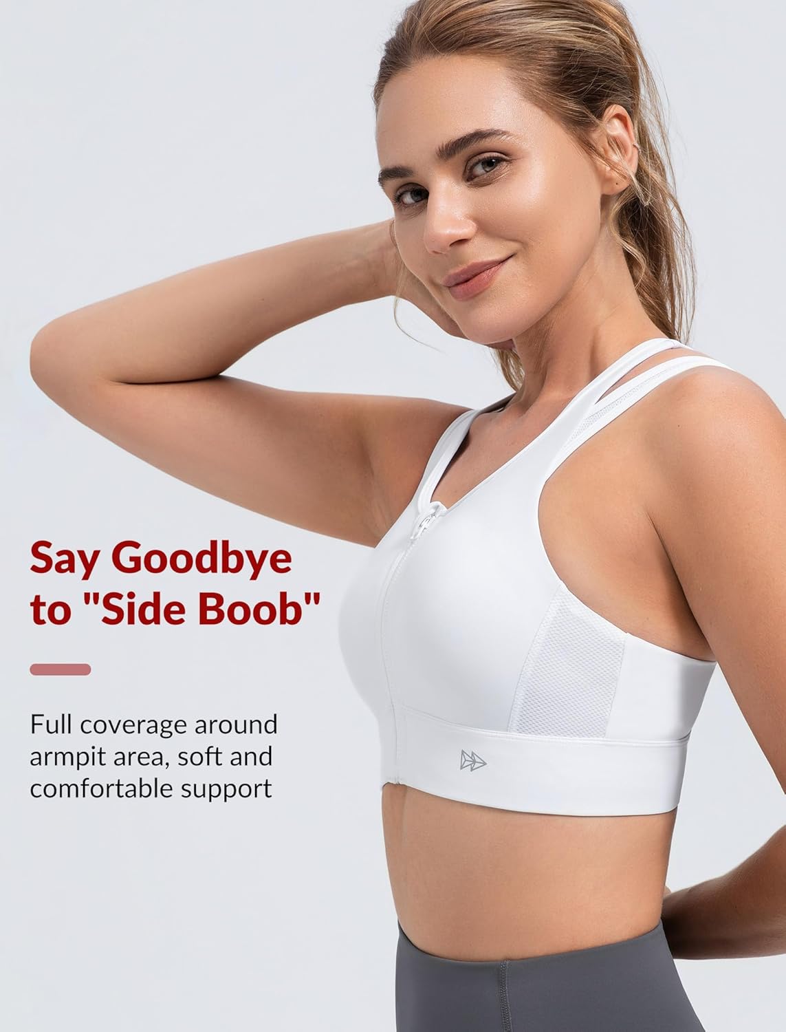 Yvette Front Closure High Support Sports Bras for Women Double Straps Plus Size Sports Bra with Sewn in Pads - Image 5