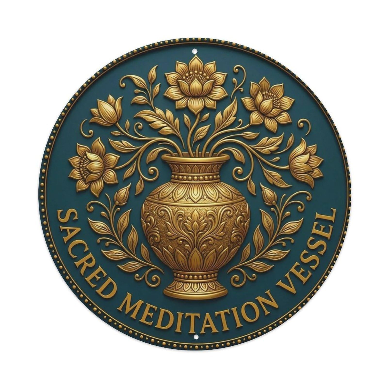 Vintage Sacred Meditation Vessel Flower Zen Yoga Vintage Metal Tin Sign Plaque Wall Decor for Cafe, Club Bar, Office, Garden Metal Poster 8x8Inch