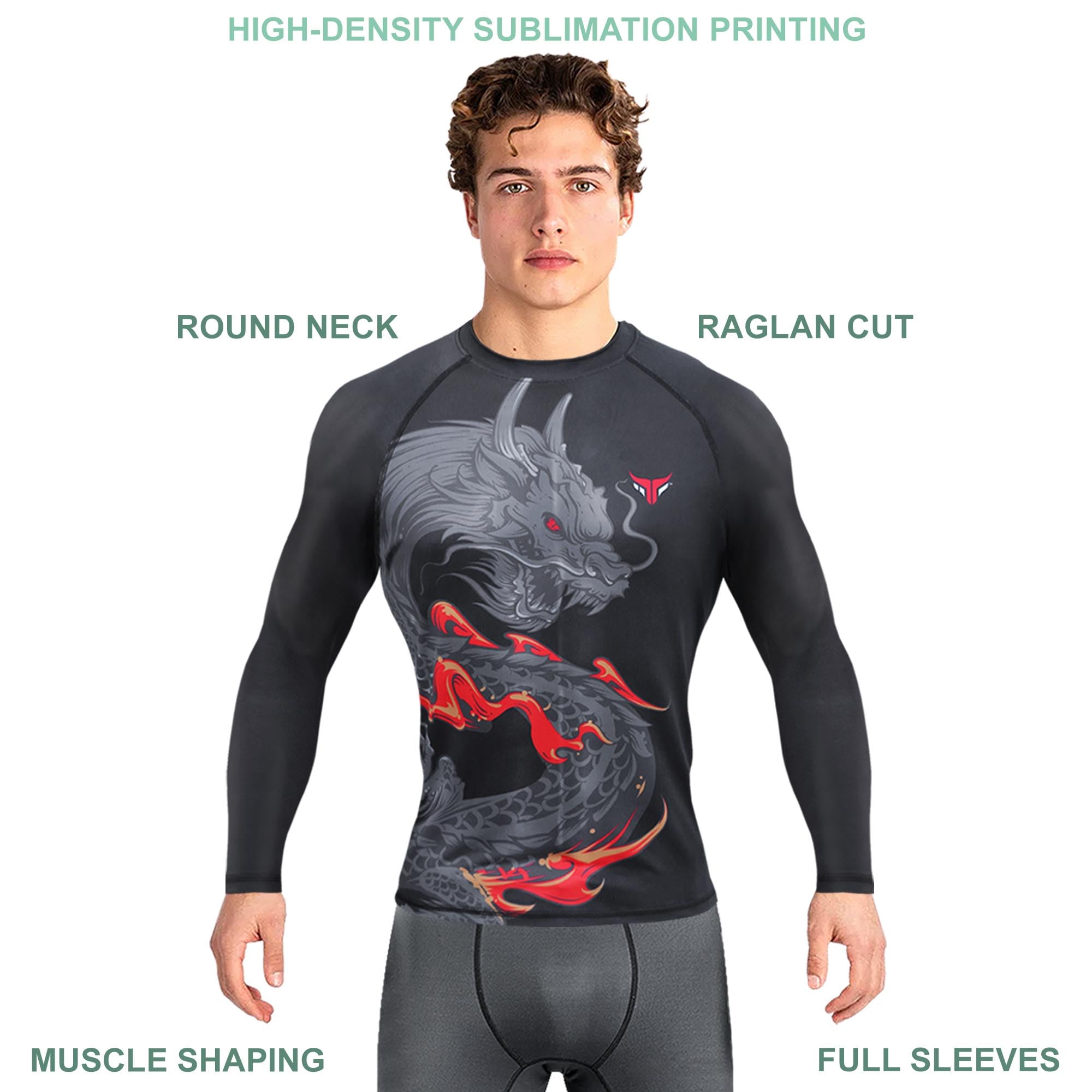 Mytra Fusion Rashguard BJJ Breathable & Ultra Lightweight Maglia Compressione Uomo MMA Rashguard per Palestra, Allenamento, Corsa e Ciclismo