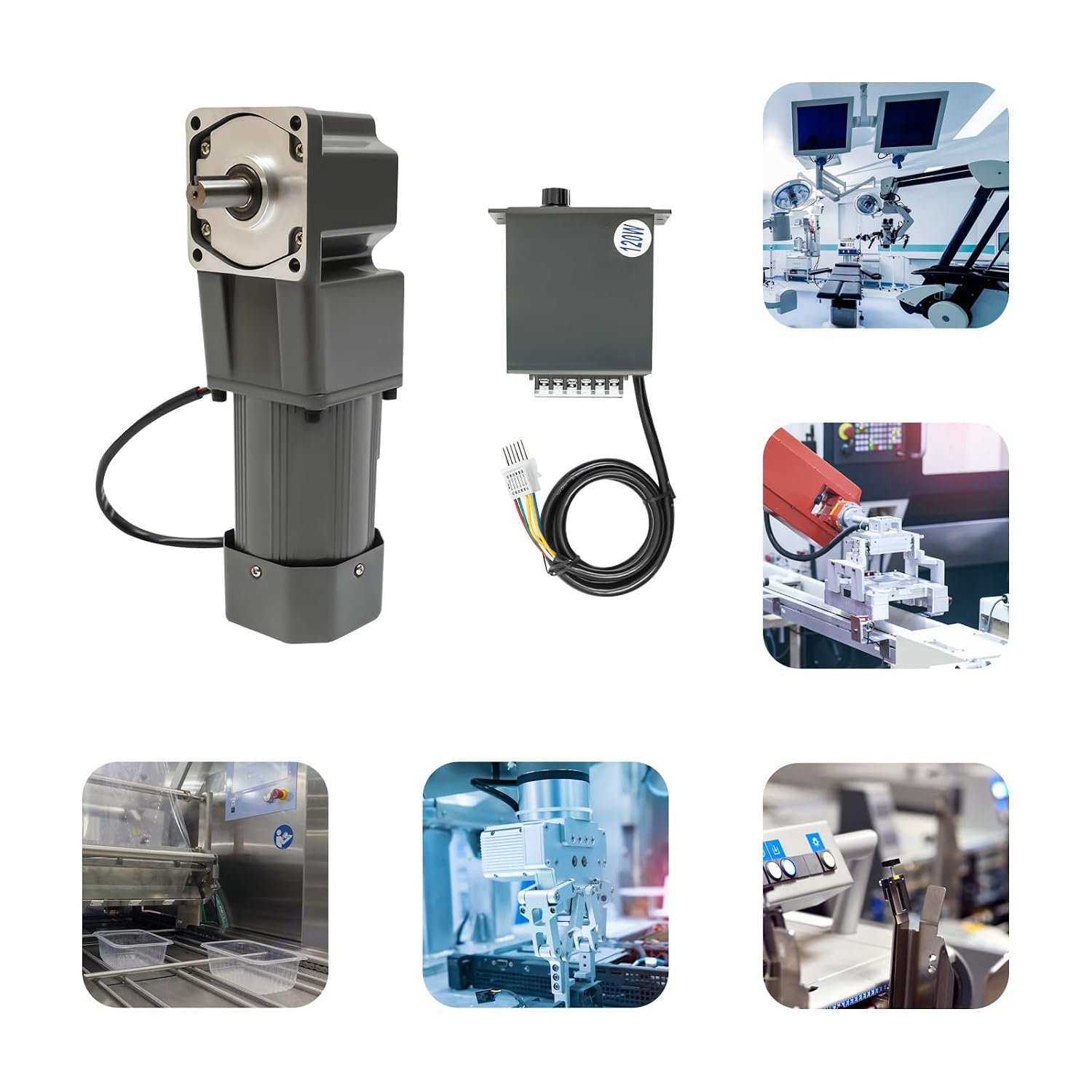 110V 120W Speed Reduction Motor, 30K Electric Gear Motor 90° Right Angle Output Medium Solid Motor 45RPM Variable Speed Motor High Torque AC Motor with Variable Speed Controller for Packaging Printing