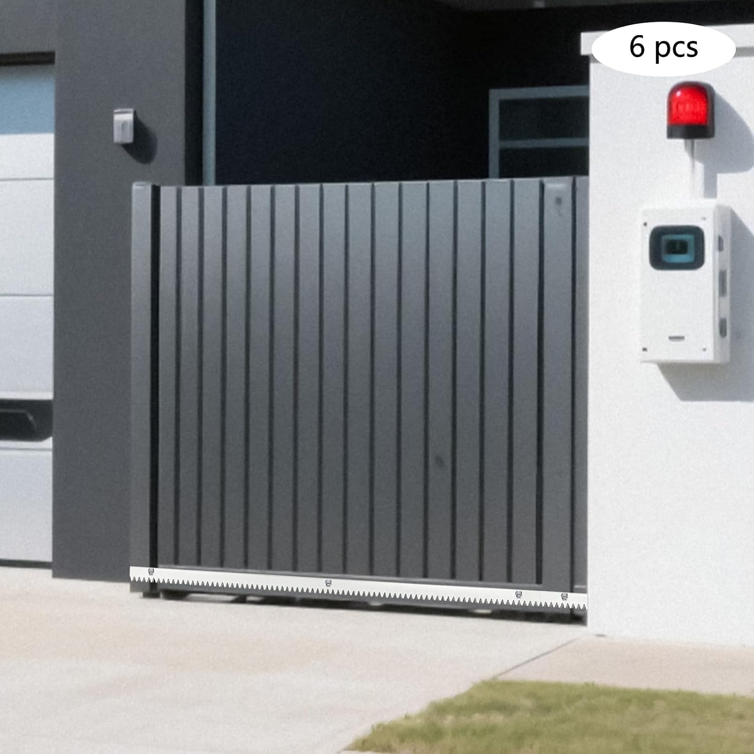6PCS Electric Sliding Gate Opener Gear Racks, 1m Length 12mm Thickness Steel Gear Rack Door Mounted Track for Sliding Gate Opener