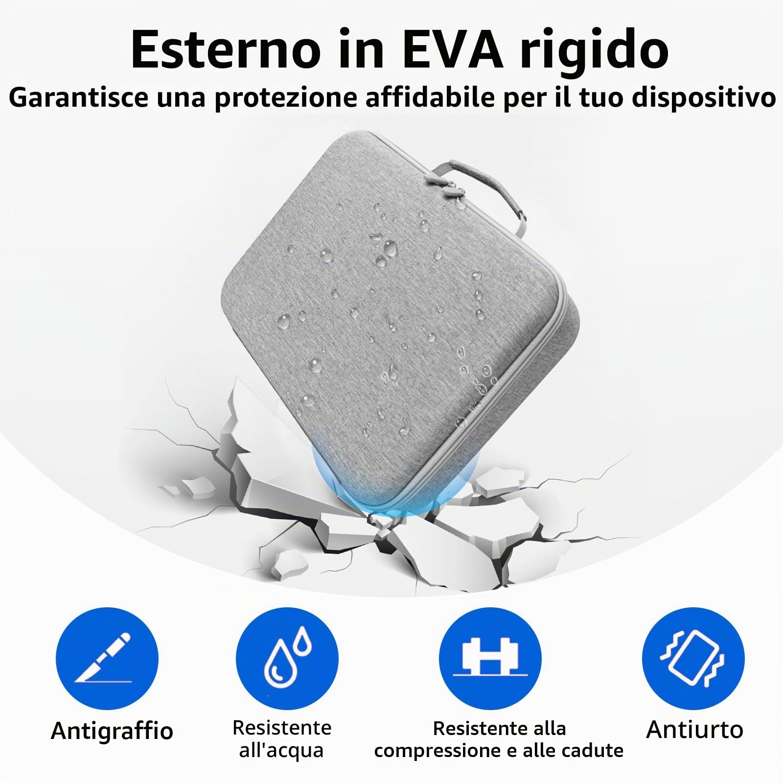 JOYSOG Custodia rigida per robot Ecovacs per la pulizia dei vetri Mini custodia protettiva (35 x 25,5 x 8,5 cm/13,7 x 10,9 x 3,3 pollici) (grigio)