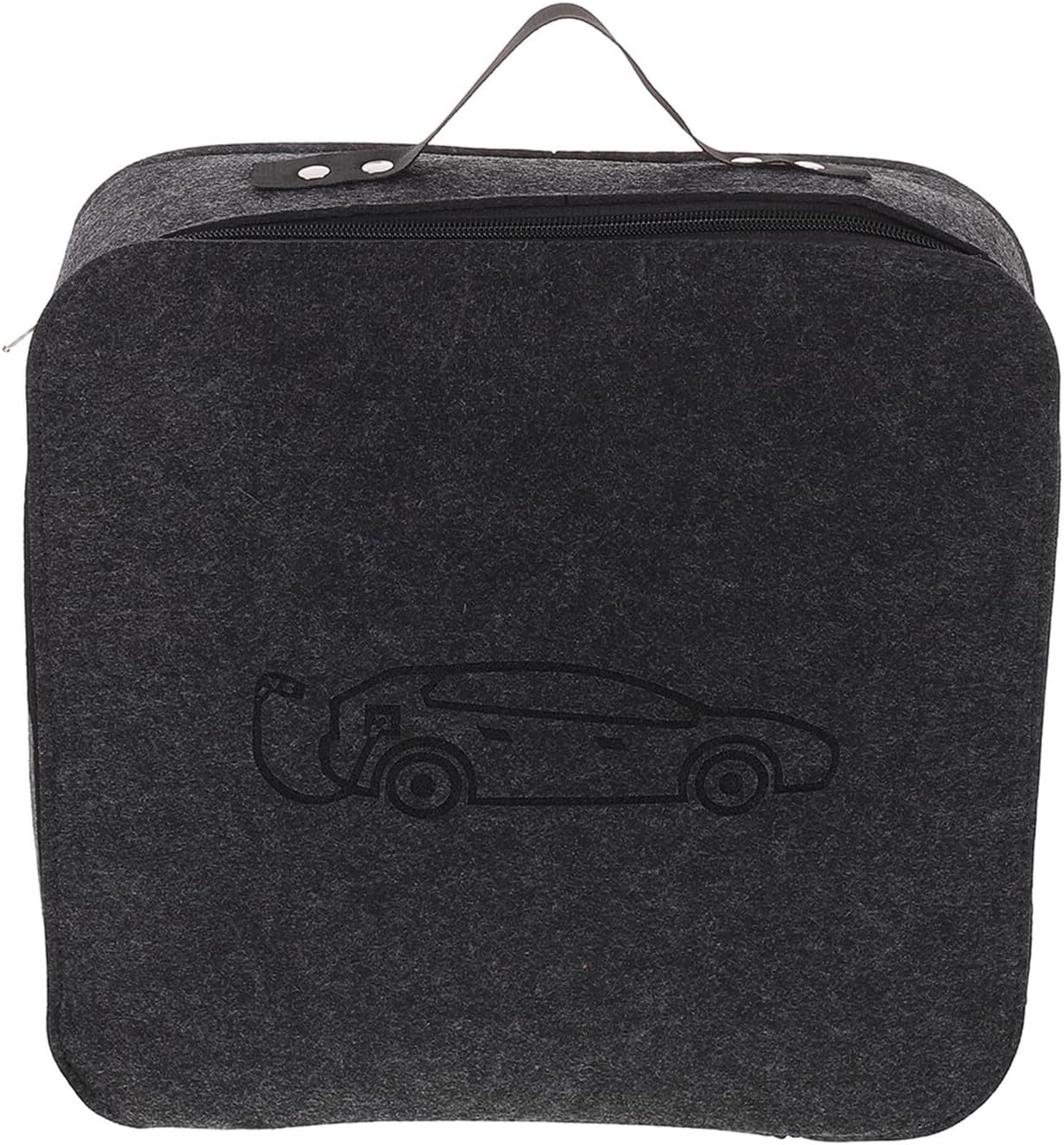 1pcs Electric Car Charging Tool Organizer Square Felt Storage Case Portable Charging Cord Case Ev Charger Storage Organizer with Scientific Dividers Wide Opening Design for Garage