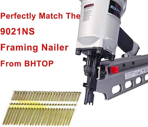 Vista 3 de BHTOP Clavos de marco de 2 pulgadas, uñas de plástico con mango liso de 21 grados EG para enmarcar clavos, 2 x .113 (1000 por caja)