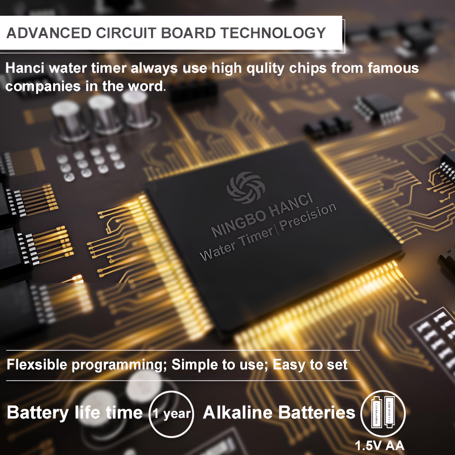 Advanced circuit board technology and battery life information for XPR3SS HCT326 Water Timer