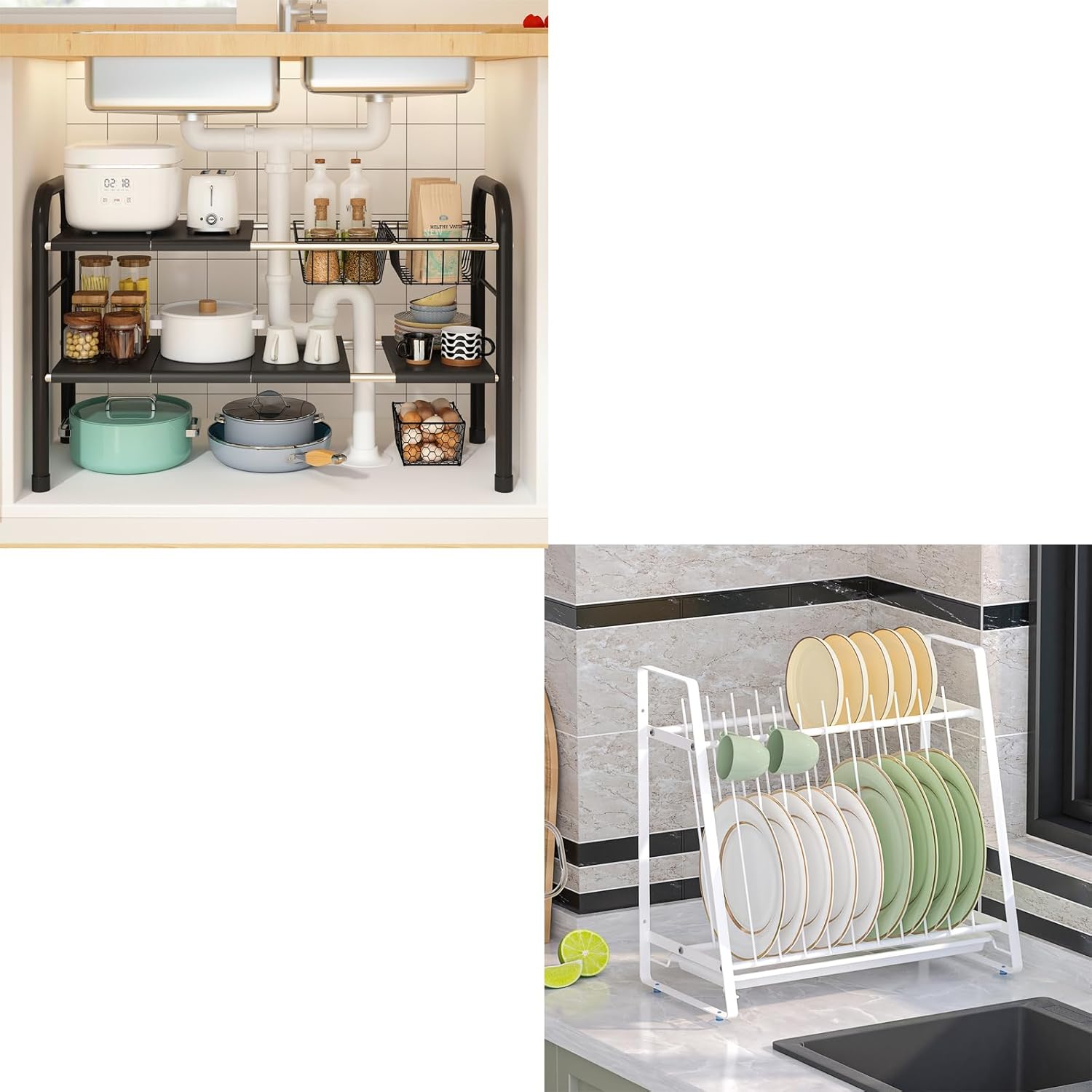 Expandable Under Sink Organizer + Plate Organizer