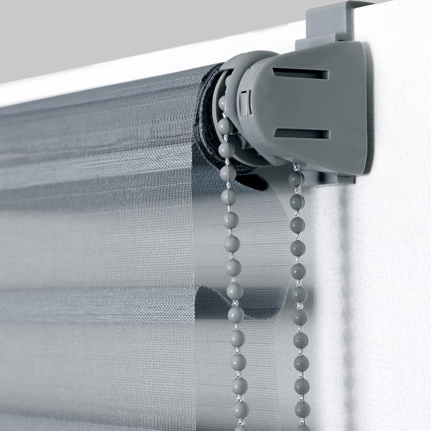 MADECOSTORE Store Enrouleur Jour Nuit Duo Voile sans percer - Gris - L124 x H190cm
